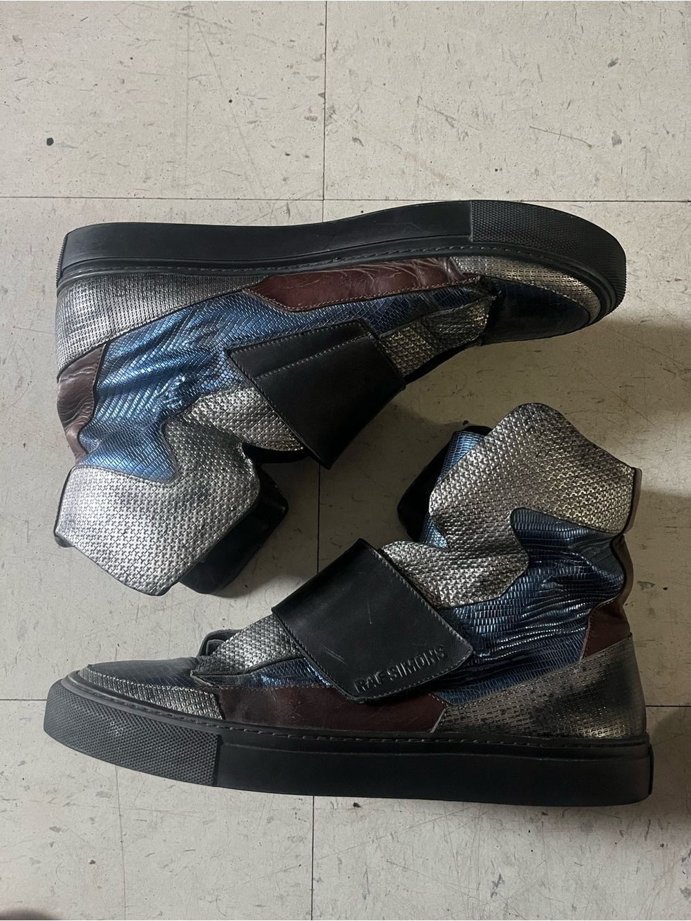 Raf Simons SS13 Holo High-Top "Multi-Textured Reptile" Sneakers
